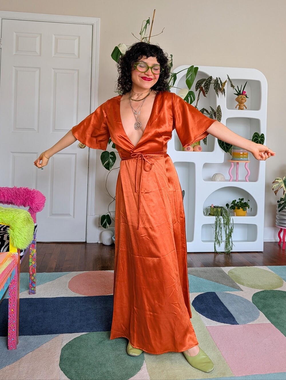 Whimsy + Tow Orange Wrap Dress